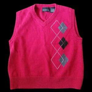 GEORGE Red Argyle Sweater Vest Boys Size 5